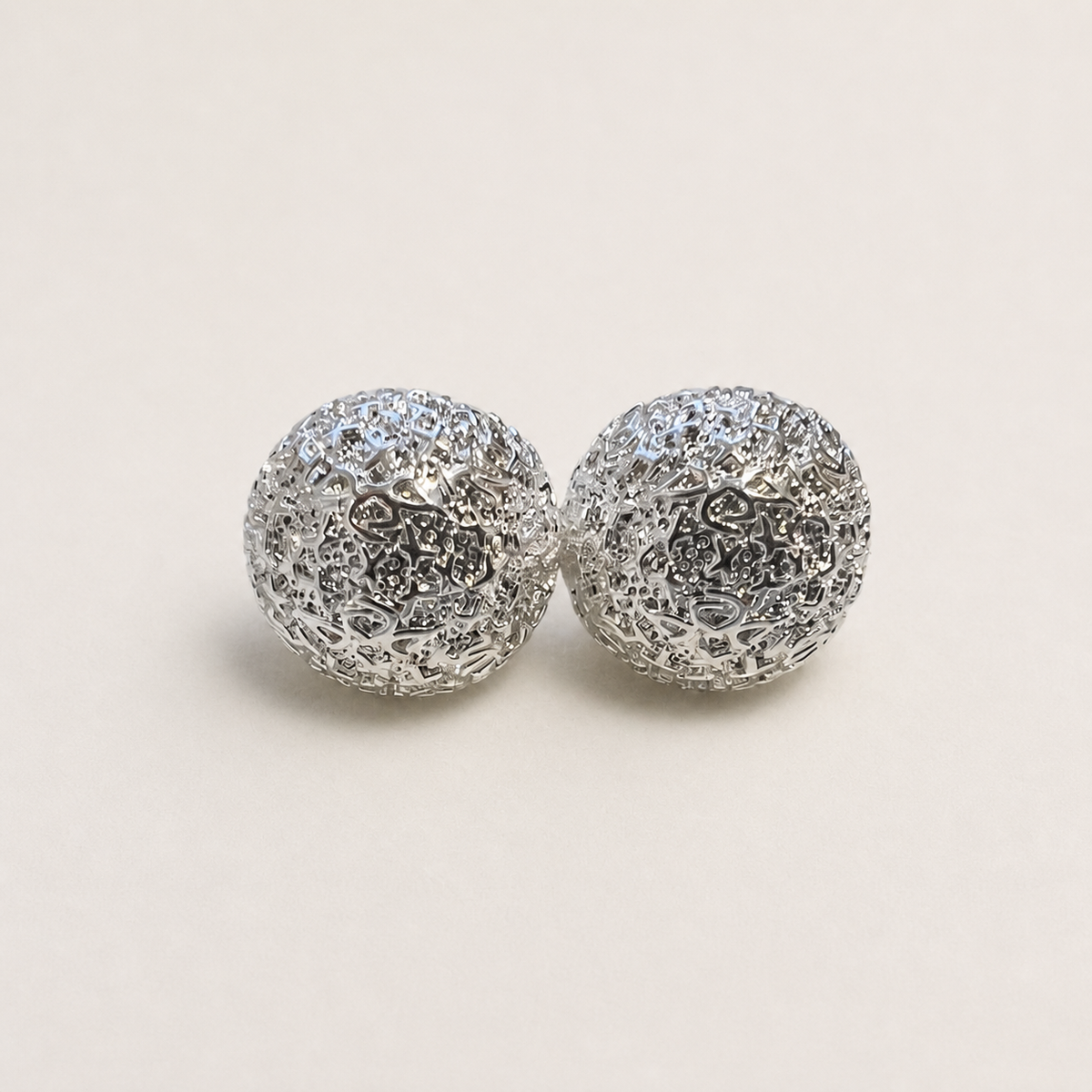 Silver Filigree Dome Stud Earrings