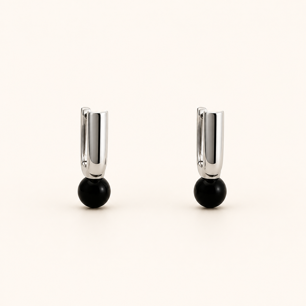 Onyx Drop Huggie Earrings