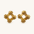 Golden Woven Square Earrings