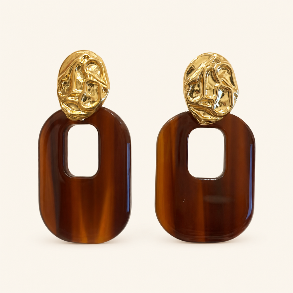 Amber Sculptural Drop Earrings