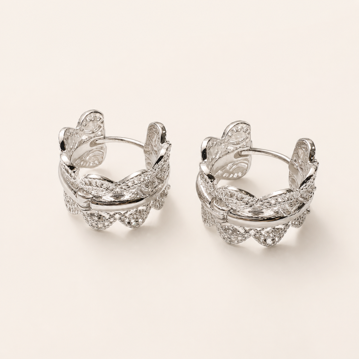 Silver Butterfly Hoop Earrings