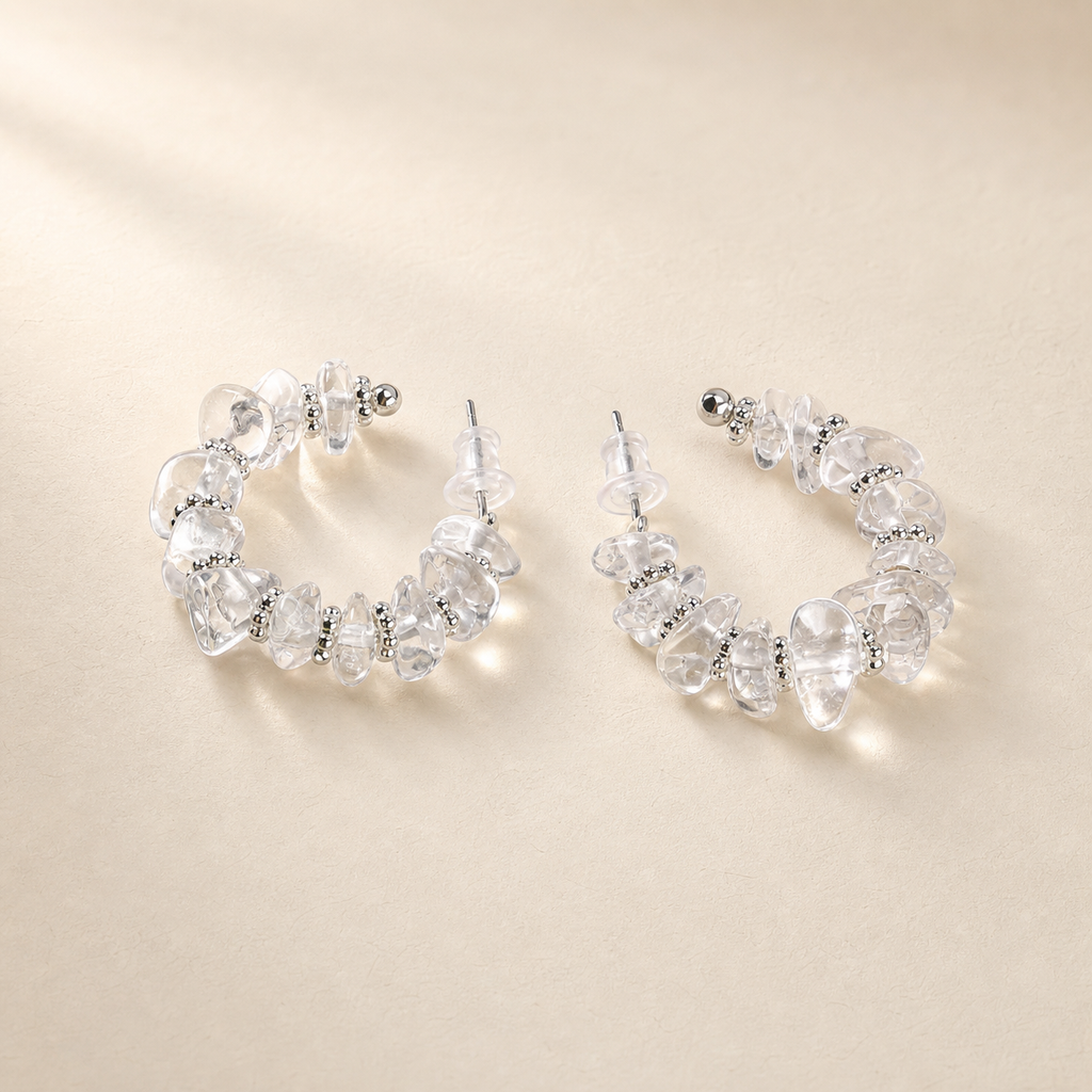 Clear Sculptural Hoop Earrings