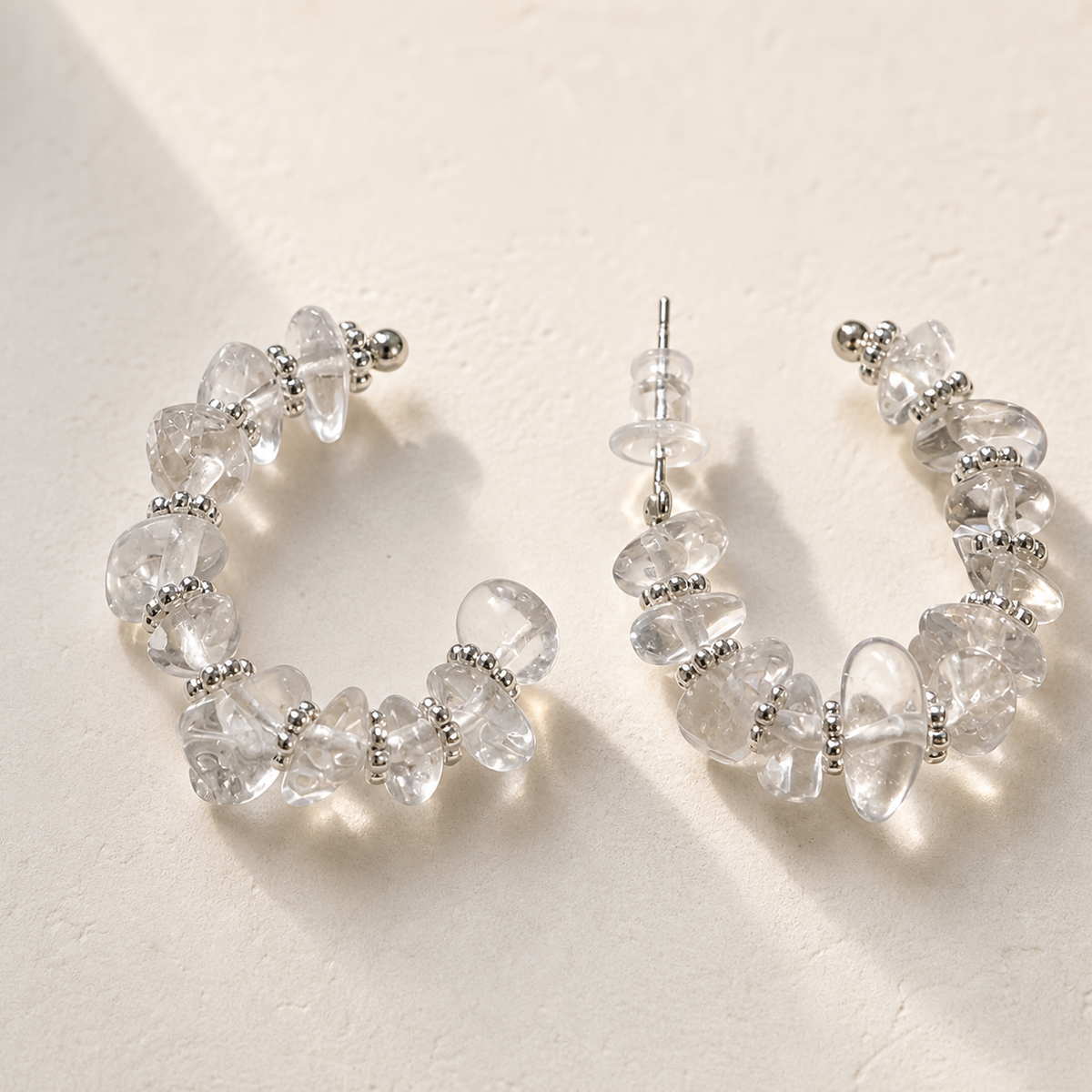 Clear Sculptural Hoop Earrings