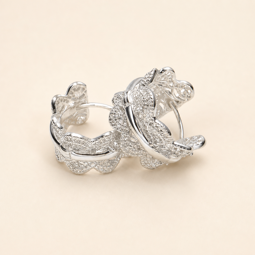Silver Butterfly Hoop Earrings
