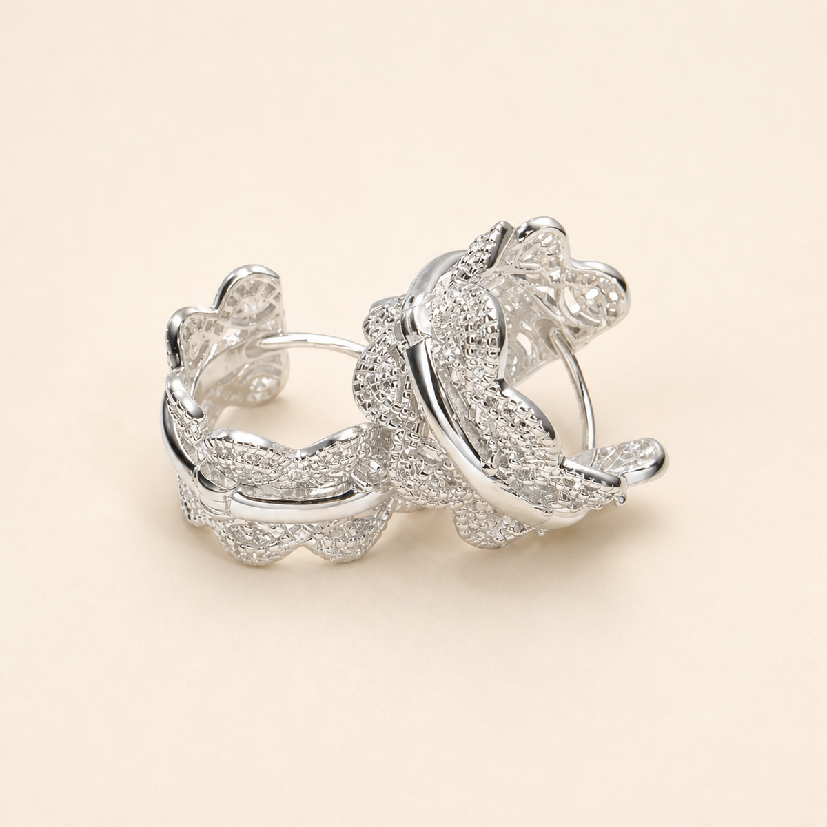 Silver Butterfly Hoop Earrings