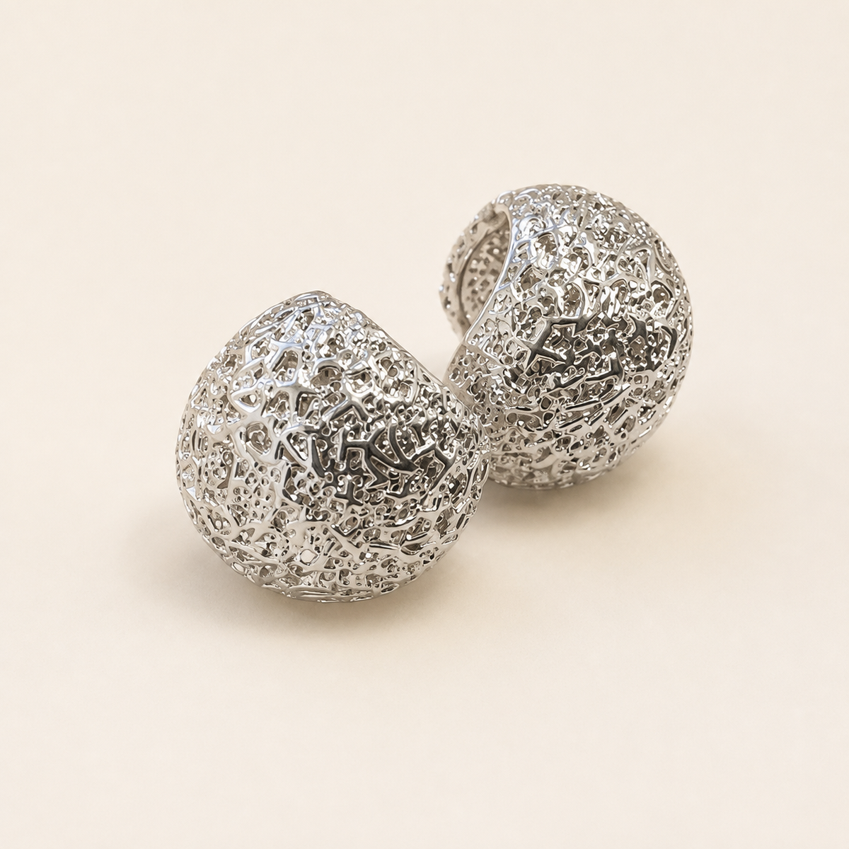 Silver Filigree Dome Stud Earrings