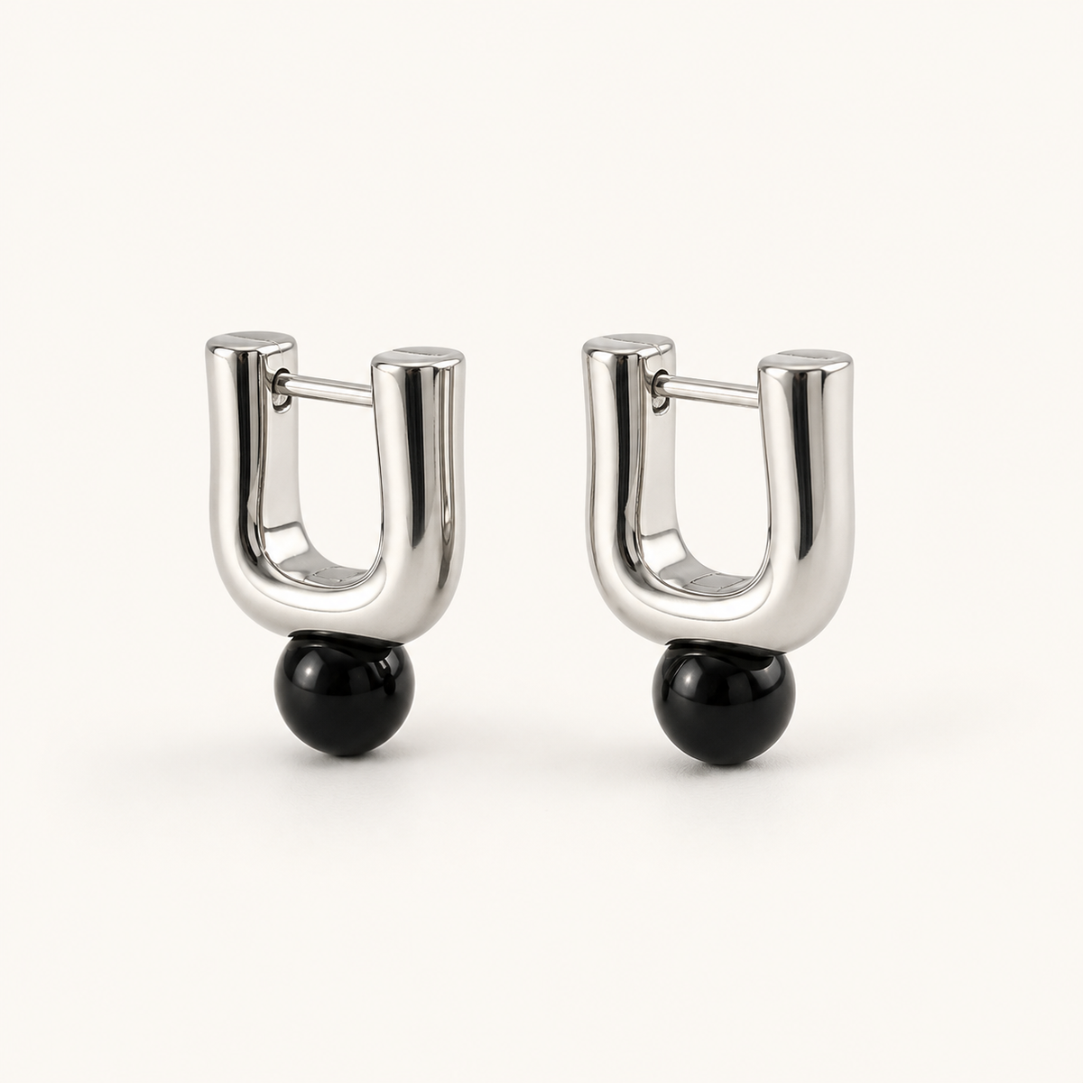 Onyx Drop Huggie Earrings