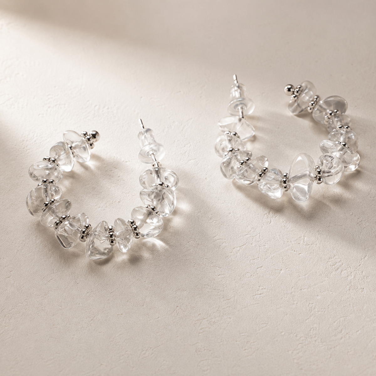 Clear Sculptural Hoop Earrings