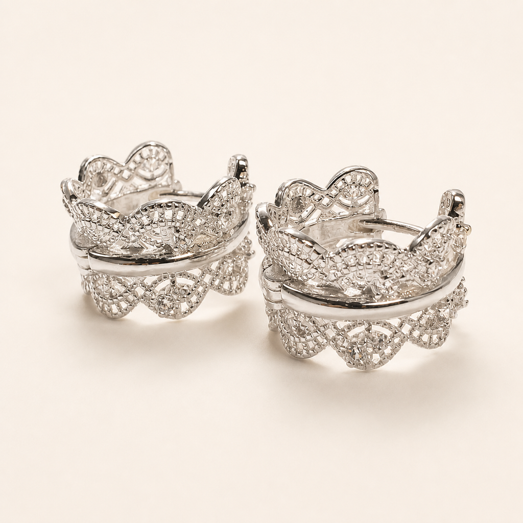 Silver Butterfly Hoop Earrings