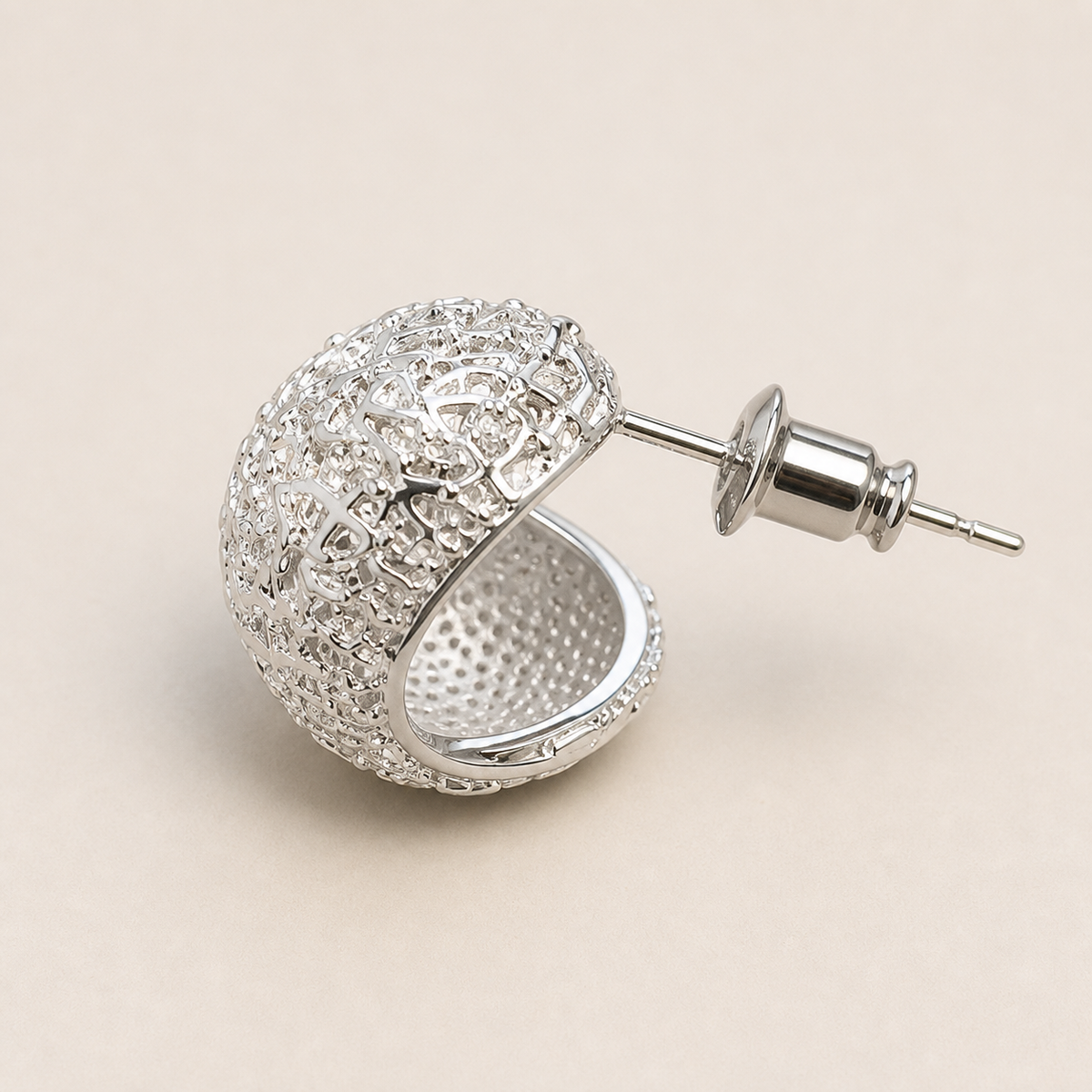 Silver Filigree Dome Stud Earrings