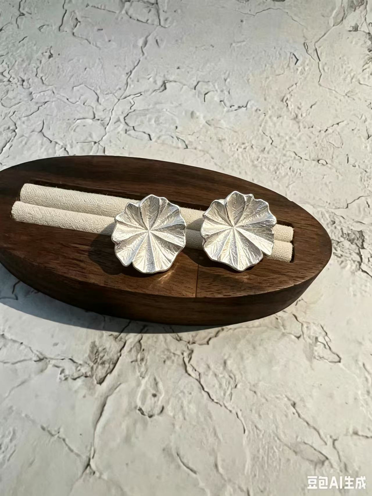 Silver Petal Statement Earrings