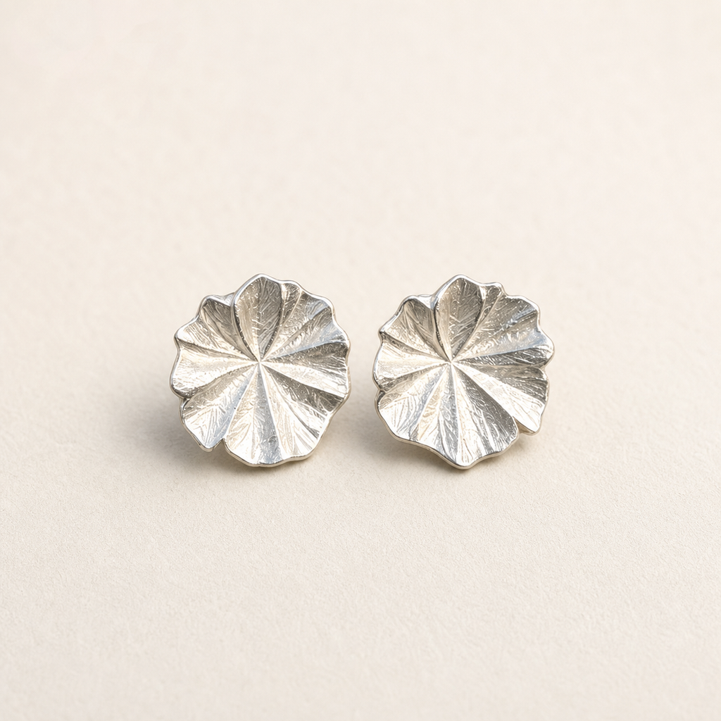 Silver Petal Statement Earrings