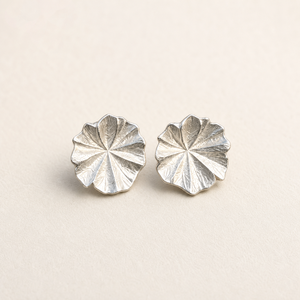 Silver Petal Statement Earrings